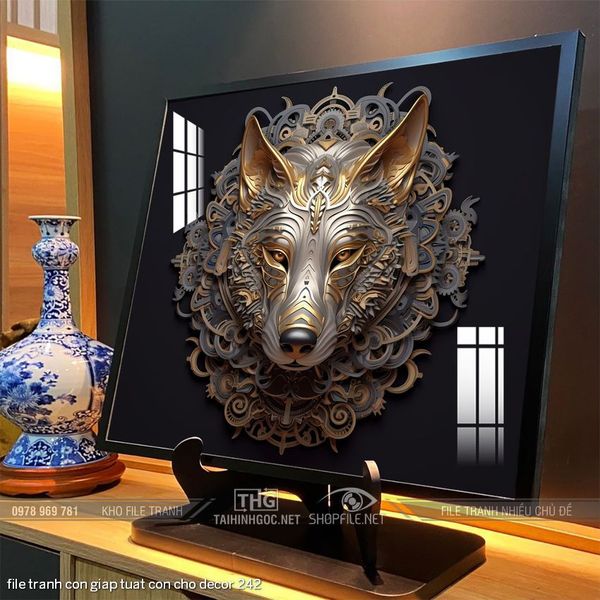 file tranh con giap tuat con cho decor 242
