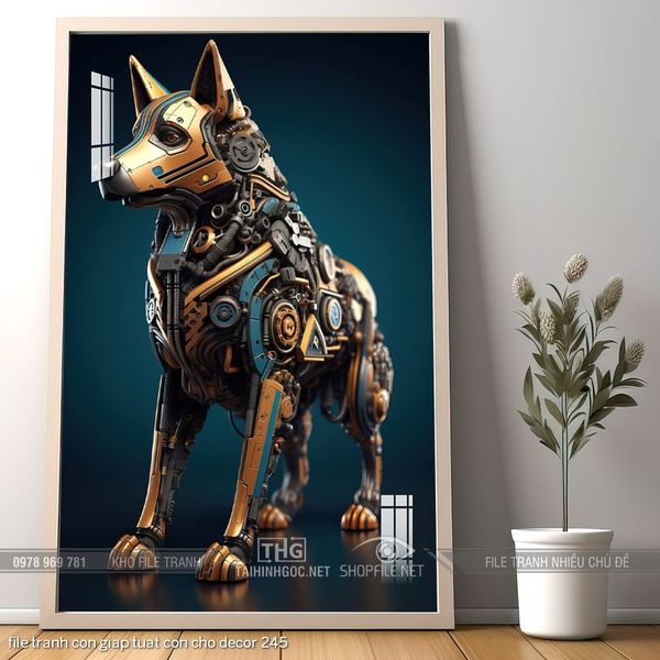 file tranh con giap tuat con cho decor 245