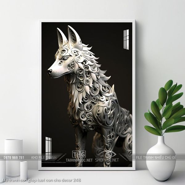 file tranh con giap tuat con cho decor 248