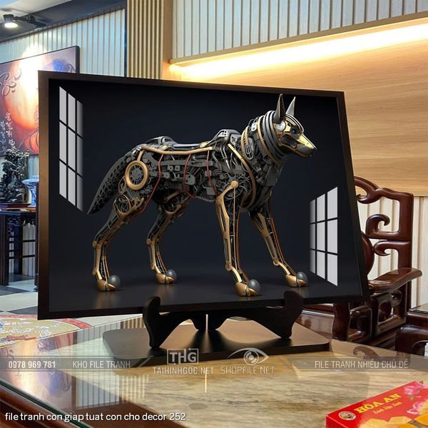 file tranh con giap tuat con cho decor 252
