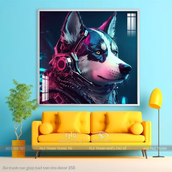 file tranh con giap tuat con cho decor 256