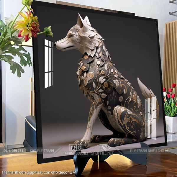 file tranh con giap tuat con cho decor 274