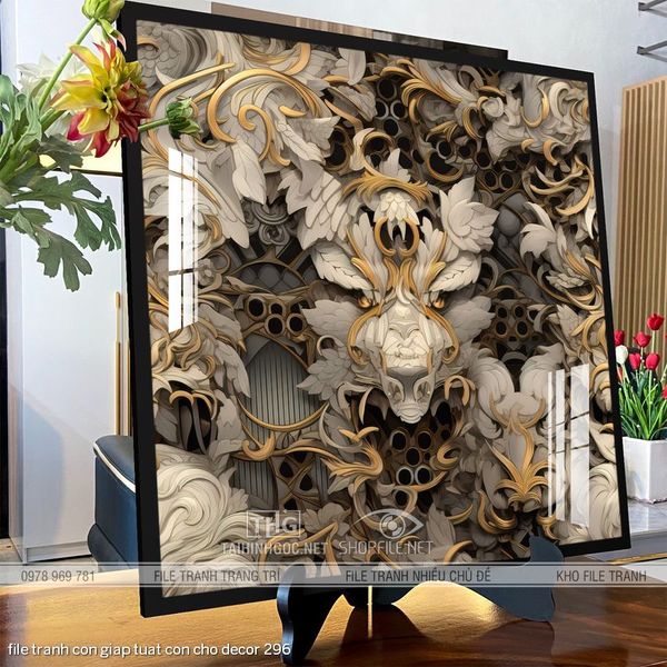file tranh con giap tuat con cho decor 296