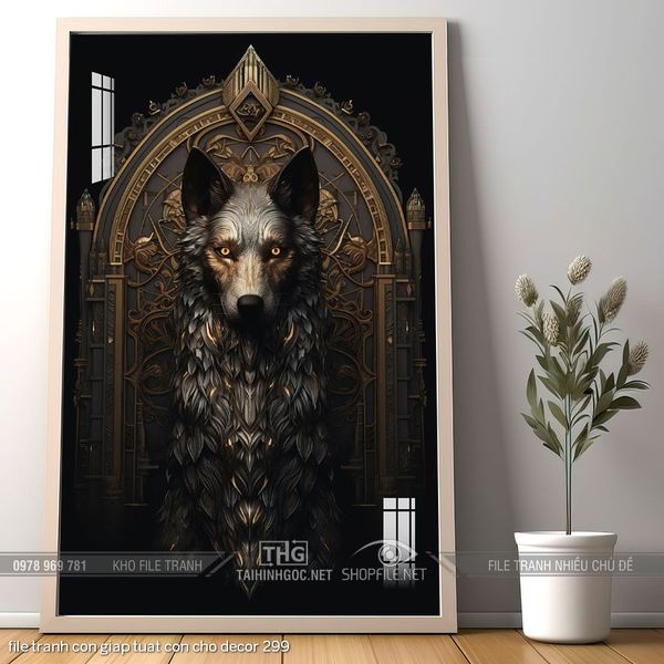file tranh con giap tuat con cho decor 299
