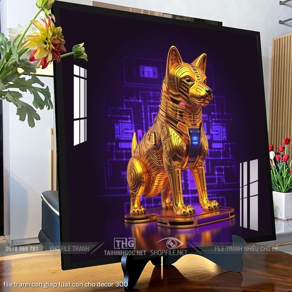file tranh con giap tuat con cho decor 300