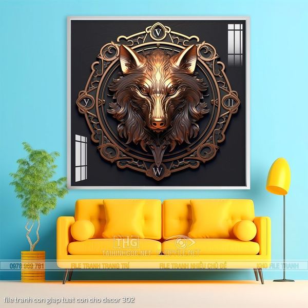 file tranh con giap tuat con cho decor 302