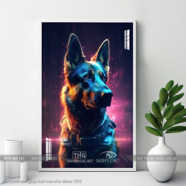file tranh con giap tuat con cho decor 303