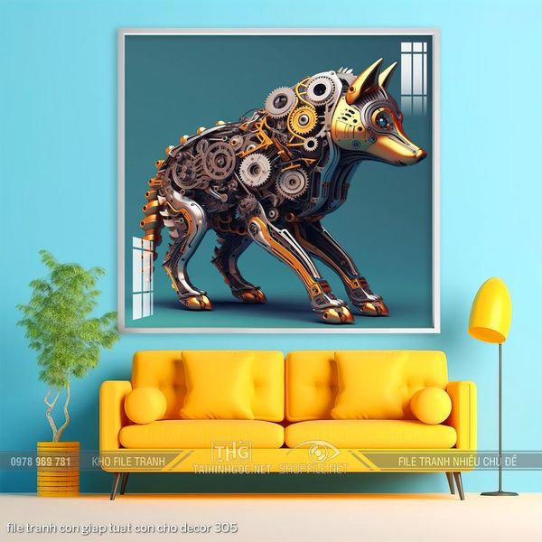 file tranh con giap tuat con cho decor 305