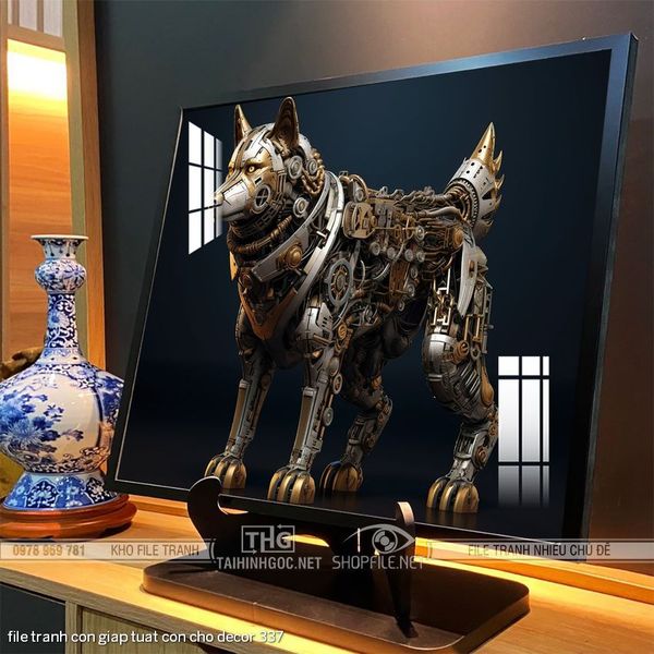 file tranh con giap tuat con cho decor 337