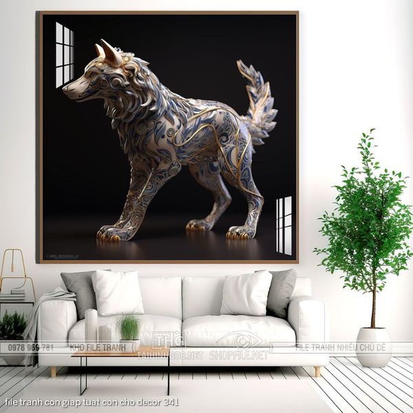 file tranh con giap tuat con cho decor 341