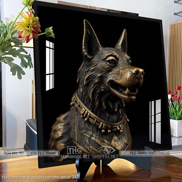 file tranh con giap tuat con cho decor 347