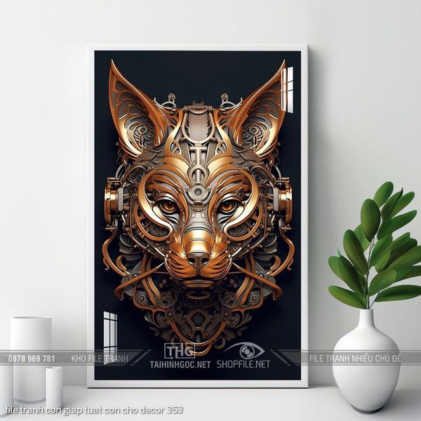 file tranh con giap tuat con cho decor 353