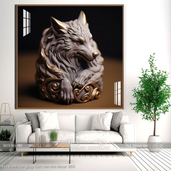 file tranh con giap tuat con cho decor 365