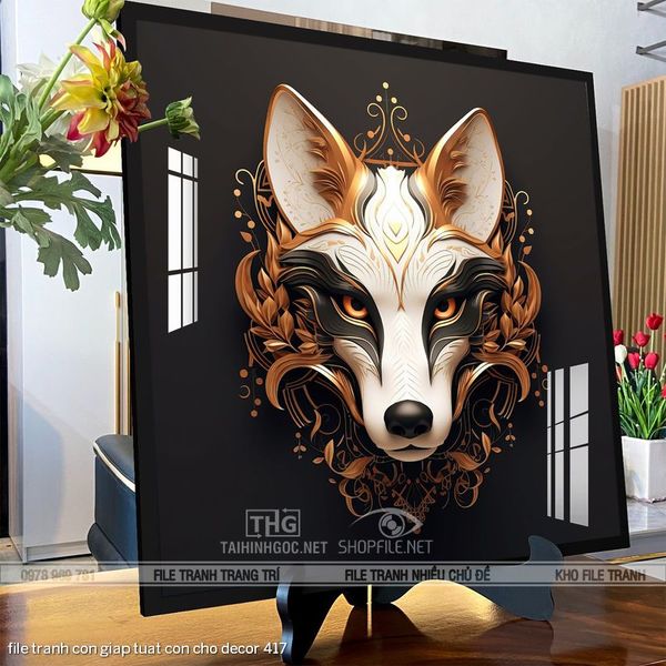 file tranh con giap tuat con cho decor 417