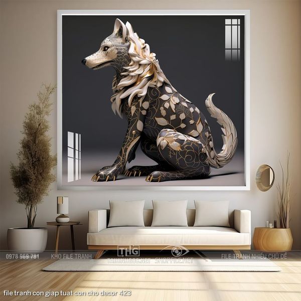 file tranh con giap tuat con cho decor 423