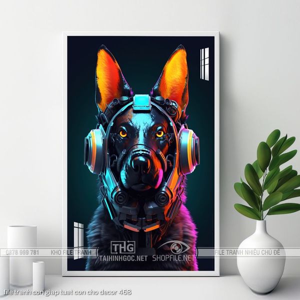 file tranh con giap tuat con cho decor 468