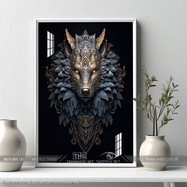 file tranh con giap tuat con cho decor 487