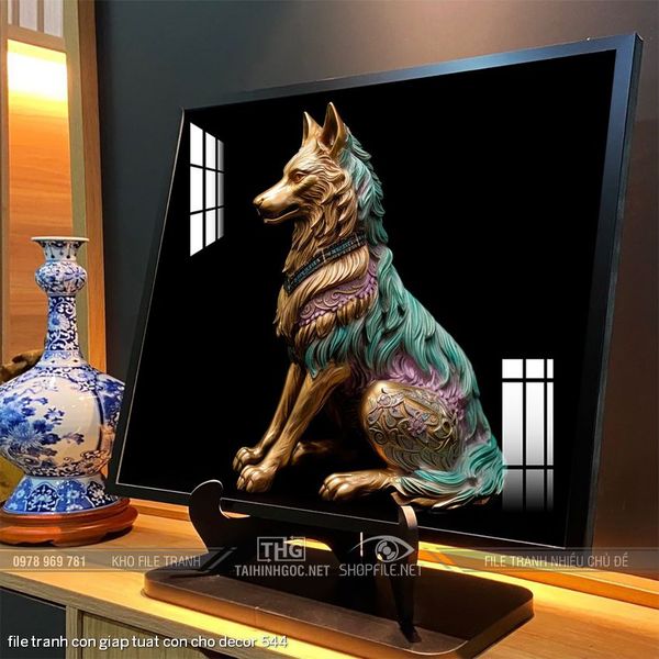 file tranh con giap tuat con cho decor 544
