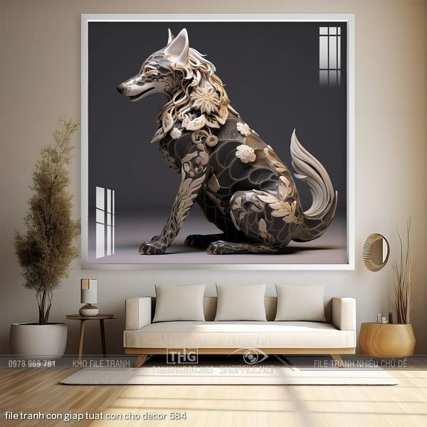 file tranh con giap tuat con cho decor 584