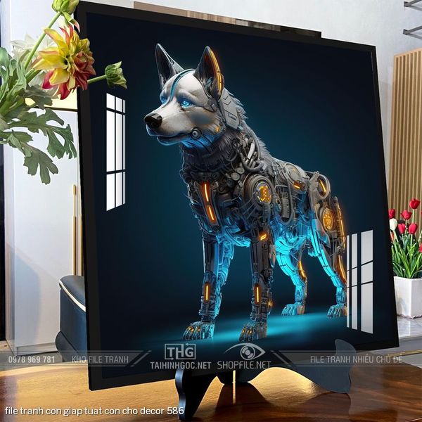 file tranh con giap tuat con cho decor 586