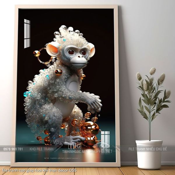 file tranh con giap tuoi khi than decor 055