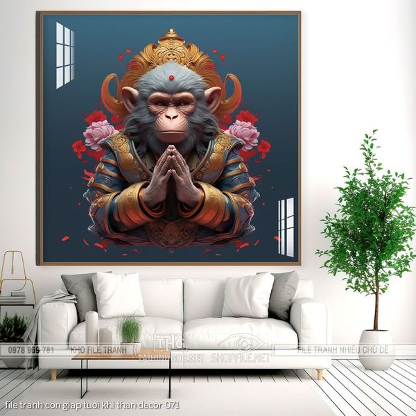 file tranh con giap tuoi khi than decor 071