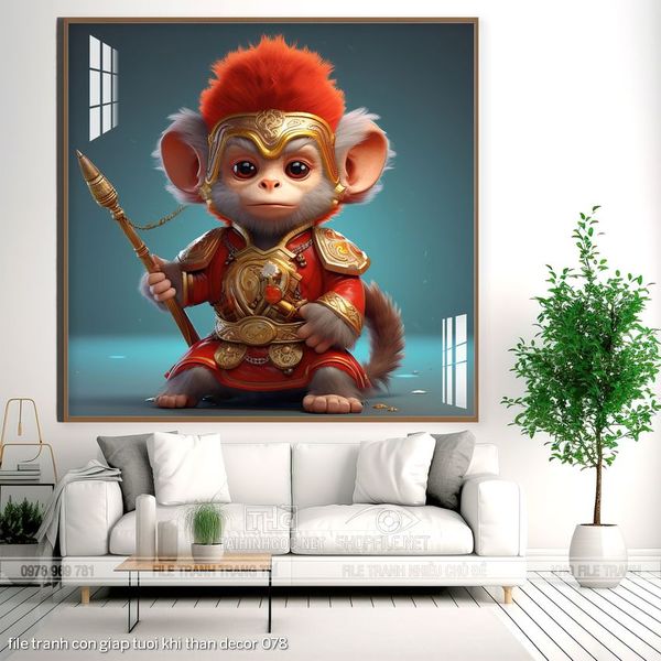 file tranh con giap tuoi khi than decor 078