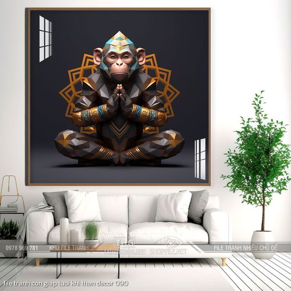 file tranh con giap tuoi khi than decor 090