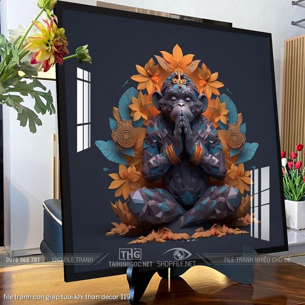 file tranh con giap tuoi khi than decor 119