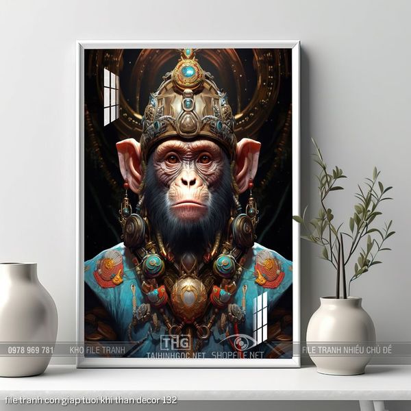 file tranh con giap tuoi khi than decor 132