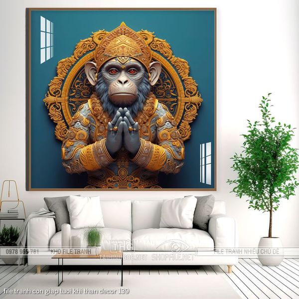 file tranh con giap tuoi khi than decor 139