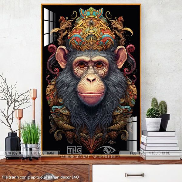 file tranh con giap tuoi khi than decor 140
