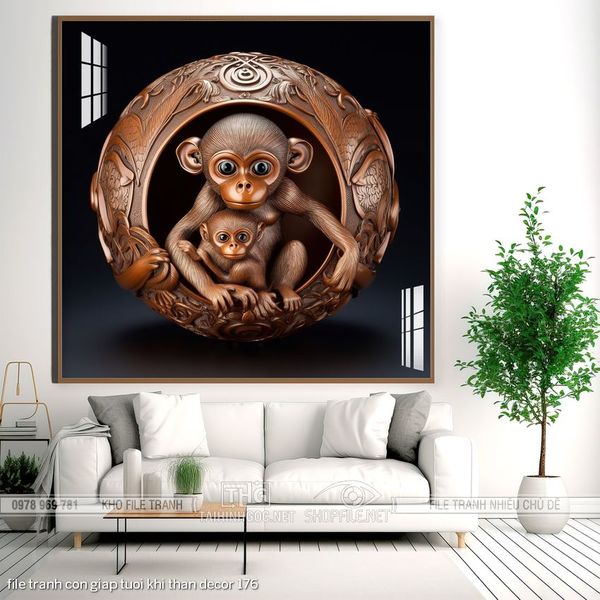 file tranh con giap tuoi khi than decor 176