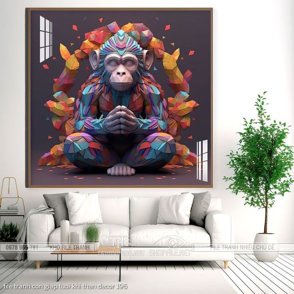 file tranh con giap tuoi khi than decor 196
