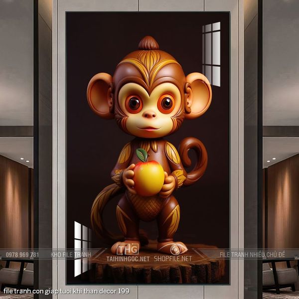 file tranh con giap tuoi khi than decor 199
