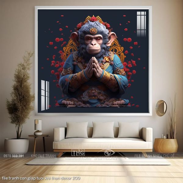 file tranh con giap tuoi khi than decor 209
