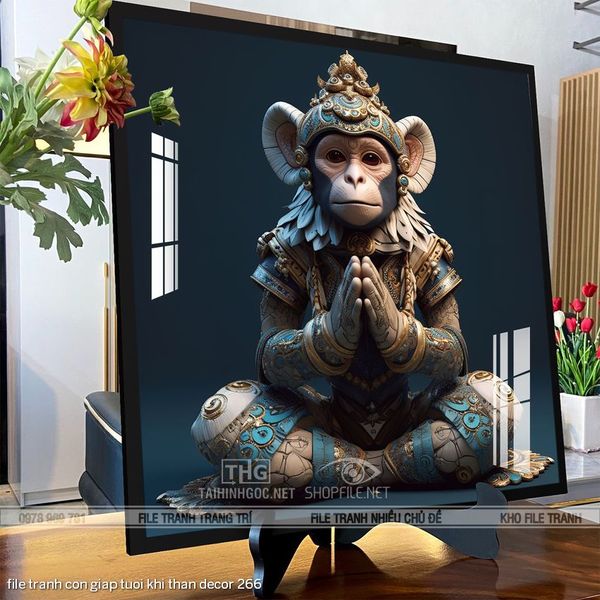 file tranh con giap tuoi khi than decor 266