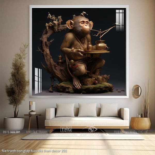 file tranh con giap tuoi khi than decor 281