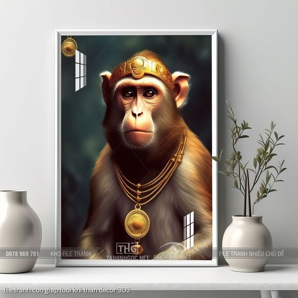 file tranh con giap tuoi khi than decor 303