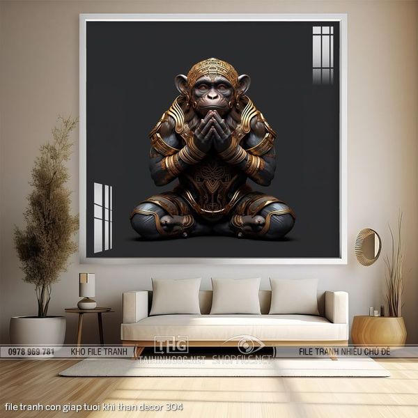file tranh con giap tuoi khi than decor 304