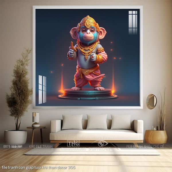 file tranh con giap tuoi khi than decor 305