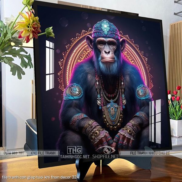file tranh con giap tuoi khi than decor 324