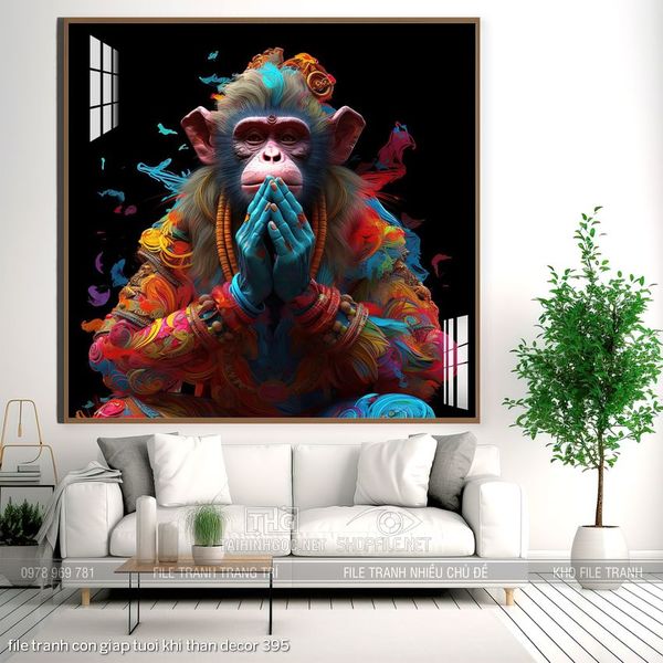 file tranh con giap tuoi khi than decor 395
