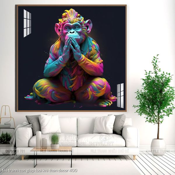 file tranh con giap tuoi khi than decor 400