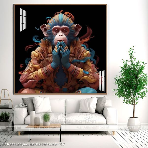 file tranh con giap tuoi khi than decor 407