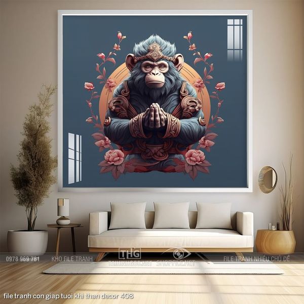 file tranh con giap tuoi khi than decor 408
