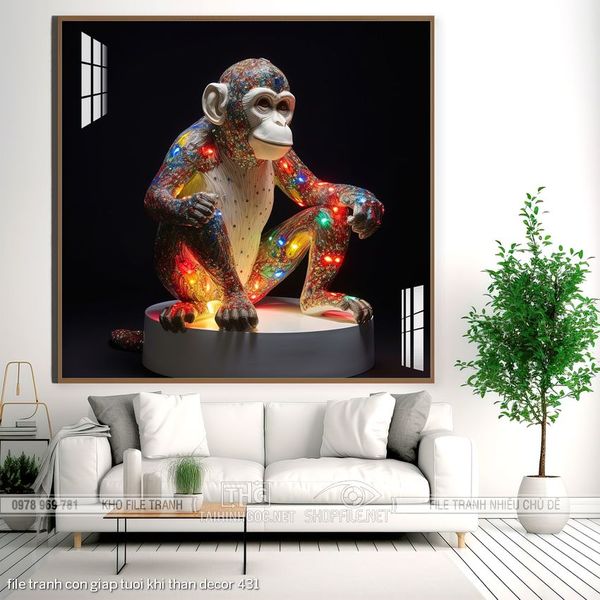 file tranh con giap tuoi khi than decor 431