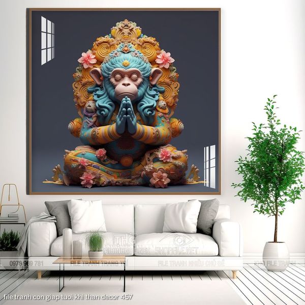 file tranh con giap tuoi khi than decor 457