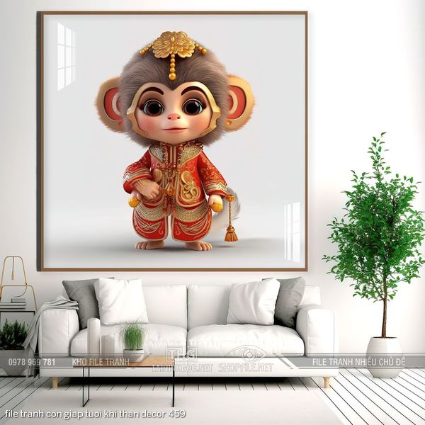 file tranh con giap tuoi khi than decor 459