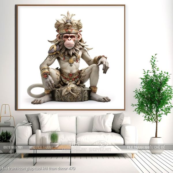 file tranh con giap tuoi khi than decor 479
